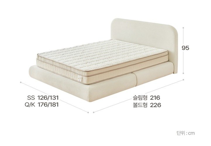 레이디가구 샌드 패브릭 침대 볼드형 프레임 단품 방문설치, 크림 상세 이미지 1