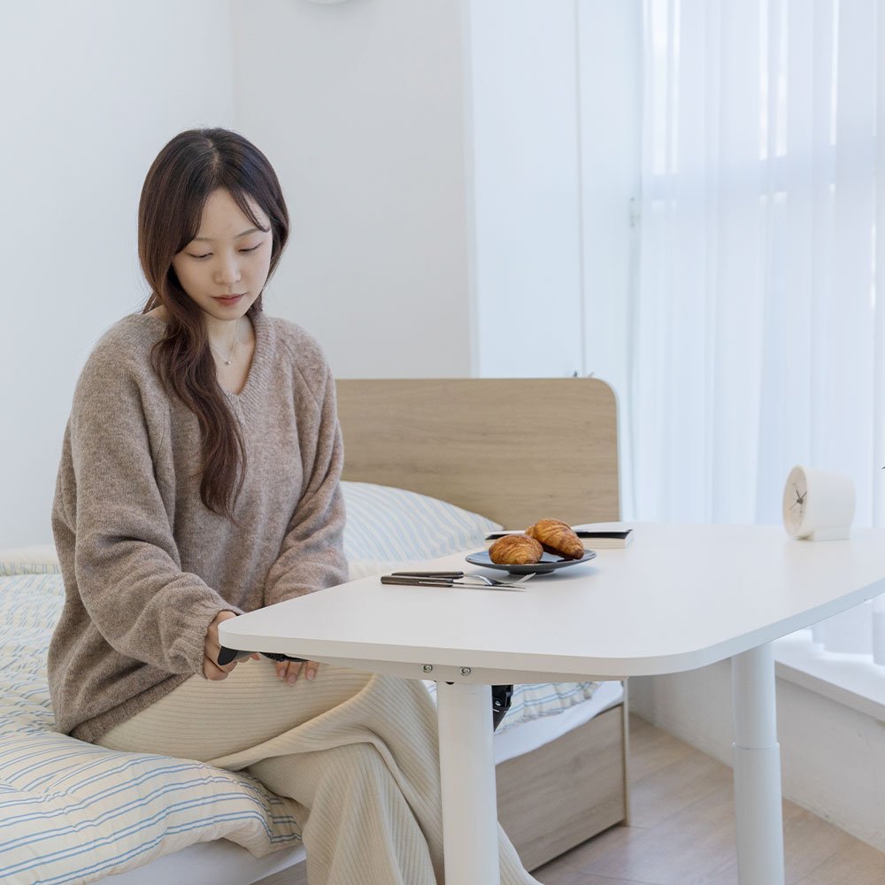 롱코 모션테이블 전동 거실 테이블 높이조절 좌식 모션데스크, 화이트 1000 상세 이미지 2