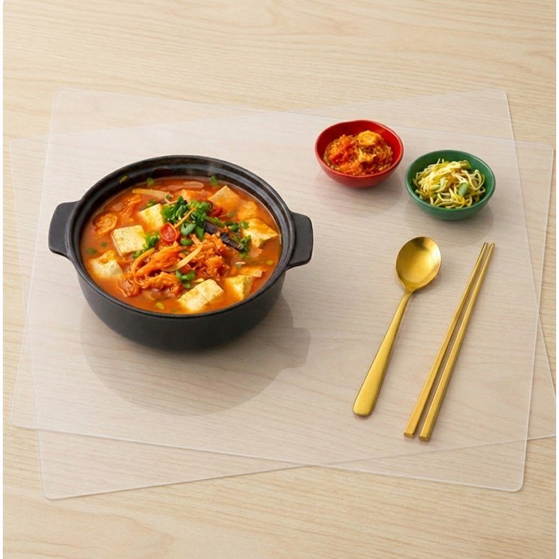 오토림 실리콘 식탁 매트, 2개, 40*30, 투명색 상세 이미지 2