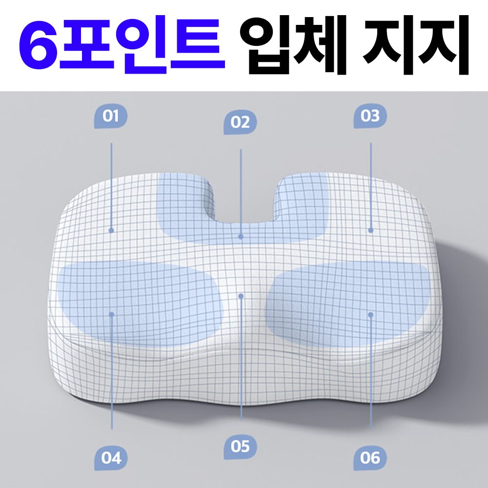 필모어 꼬리뼈 자세교정 3D 방석 고밀도 메모리폼 치질 쿠션, 블랙 x 남녀공용 상세 이미지 2