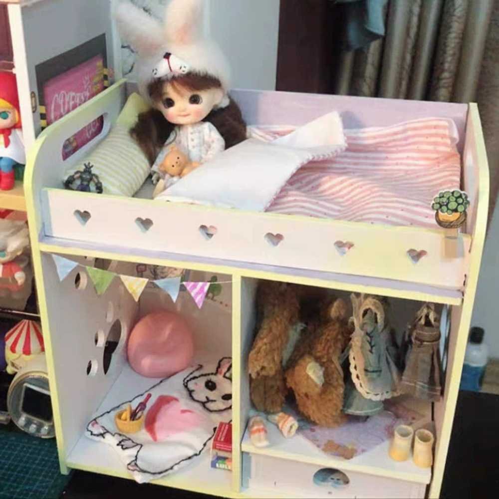 아이돌 인형 침대 옷장 옷걸이 수납장 20cm 미니인형 이불장, 26x26+옷걸이봉+5옷걸이 상세 이미지 2