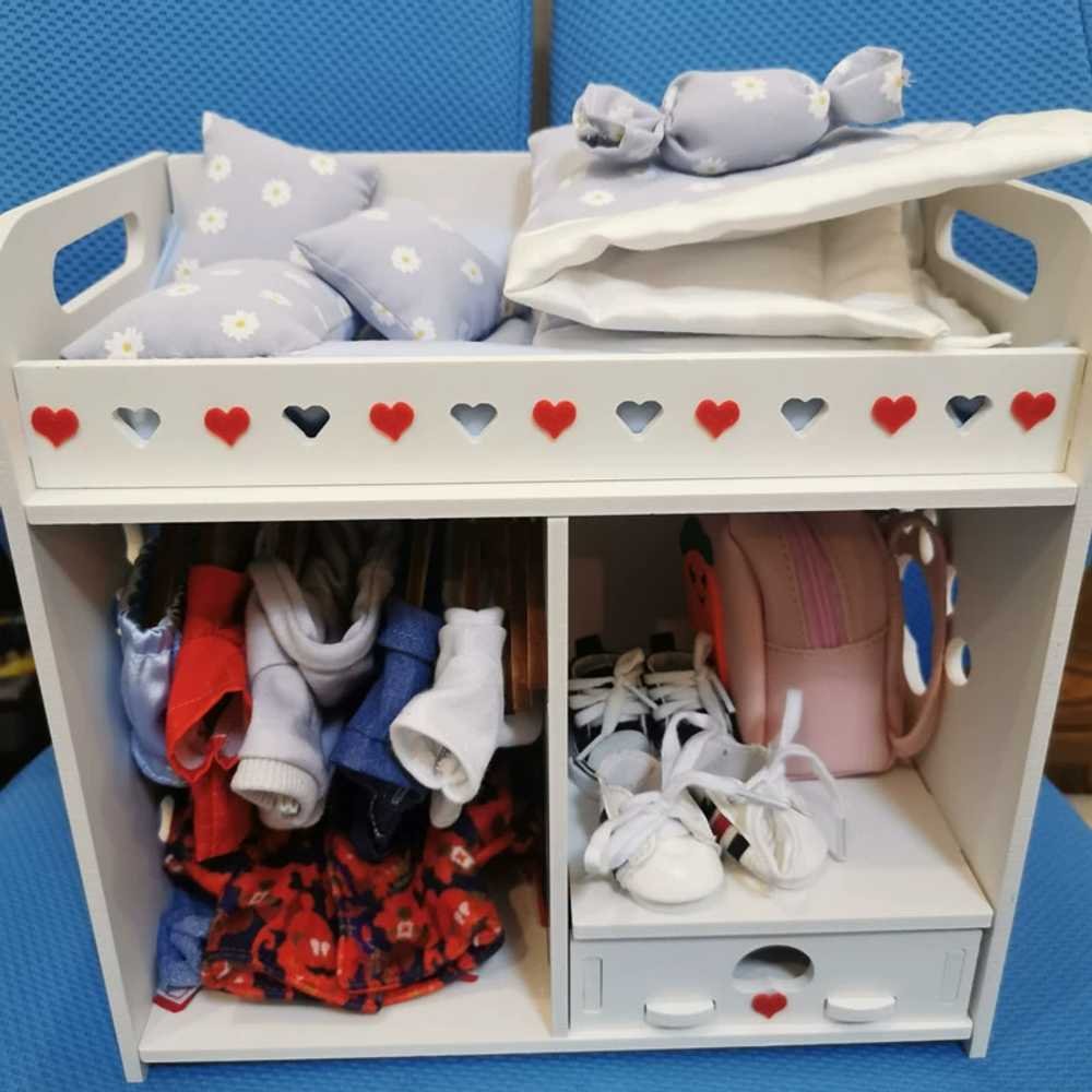 아이돌 인형 침대 옷장 옷걸이 수납장 20cm 미니인형 이불장, 26x26+옷걸이봉+5옷걸이 상세 이미지 1