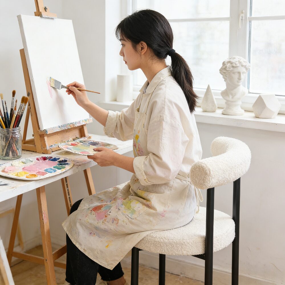 쿠리브 인테리어 등받이 스툴 1인 화장대 의자, 1개, 블랙쿠폰할인 상세 이미지 2