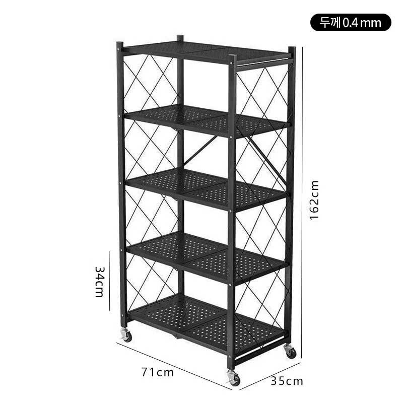 Tiger Pavilion 원터치 접이식 이동가능 철제 스탠드 선반, 5단, 블랙할인 상세 이미지 2