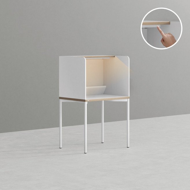 데스커 800x600 독서실 책상 (조명형) DSDAB0806G, 화이트+화이트