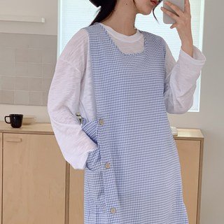 파티굿즈 체크 앞치마 빅사이즈 유치원 어린이집 교사, 스카이M, 1개