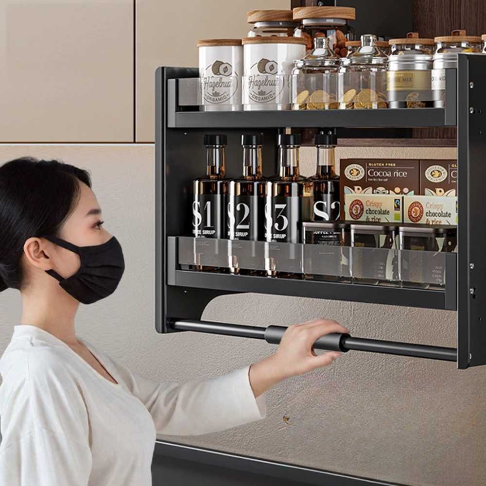 주방 리프트선반 2단 길이조절 수납 주방캐비닛 상부장부착 풀다운 반자동 식기거치대, 1개, 1.건그레이스페이스알루미늄-월풀바스켓400 상세 이미지 1