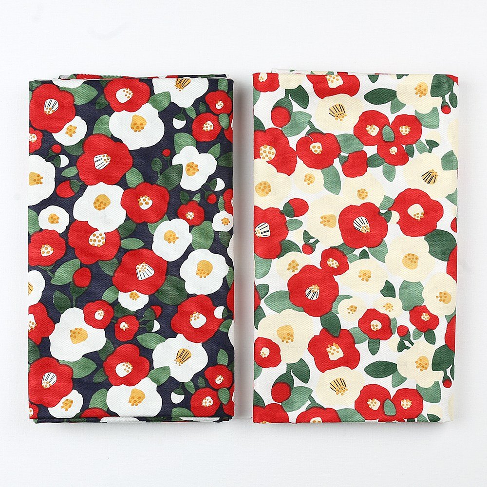 옥스포드원단 - 동백꽃 2color [91108ys] 플라워 쿠션 원단 패브릭 퀼트 천, 네이비, 1개 상세 이미지 1
