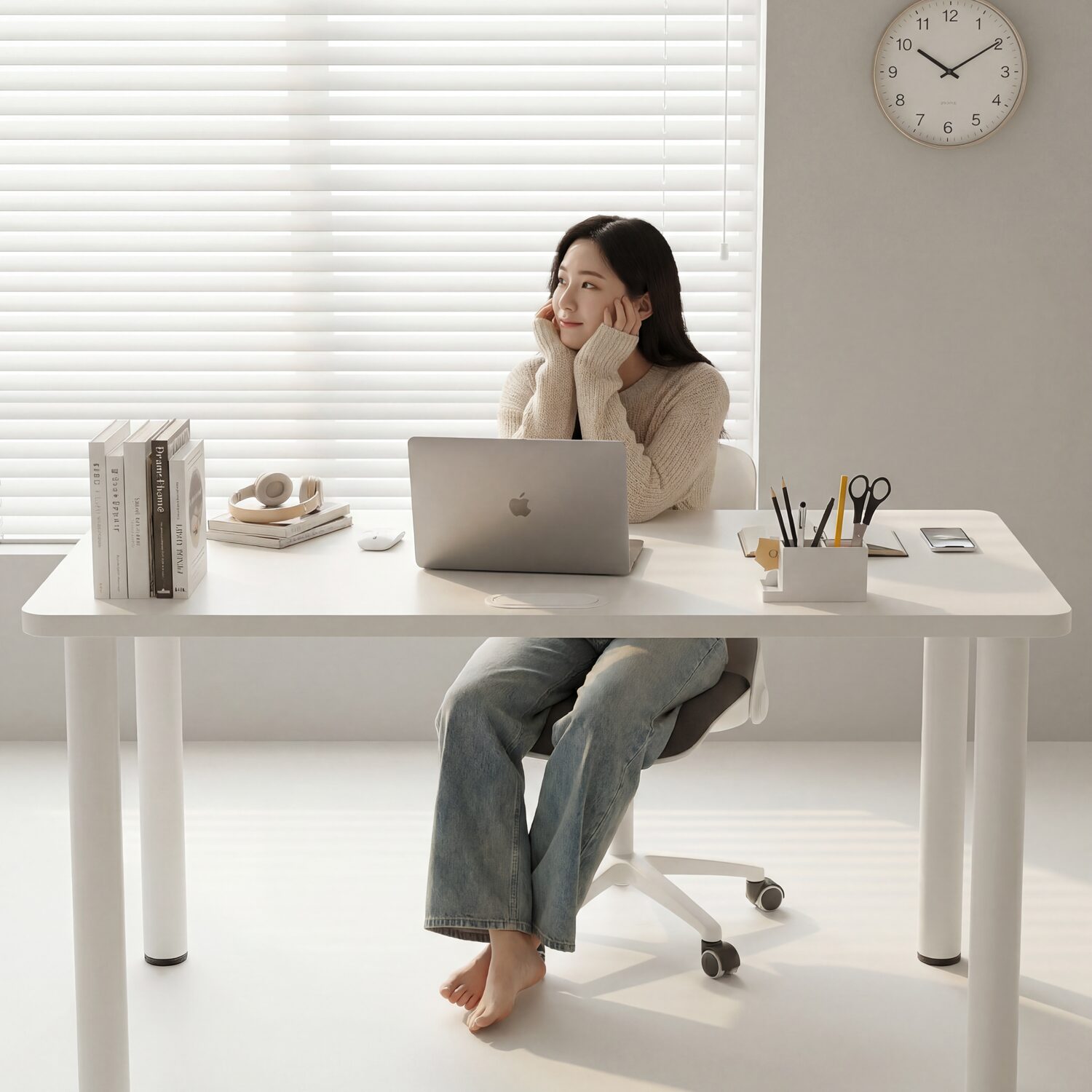 Unihome E0급 업그레이드형 컴퓨터 책상 튼튼한 다용도 테이블, 화이트할인 상세 이미지 1
