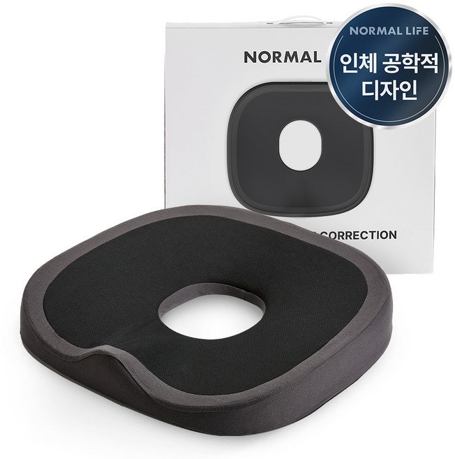 노멀라이프 올데이 밸런스 애플 도넛 방석, 블랙