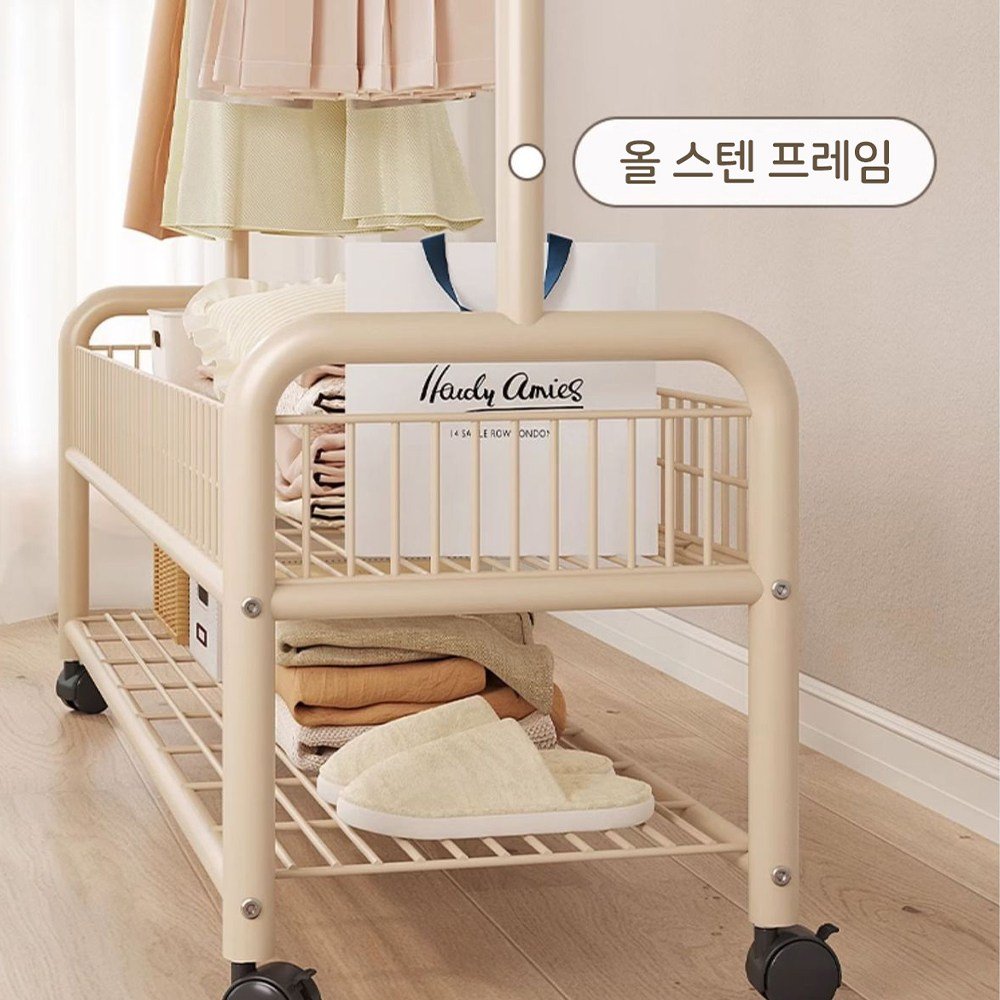 Zuge 이동식 철제 옷걸이행거 시스템행거 60cm/120cm, 크림화이트 상세 이미지 1