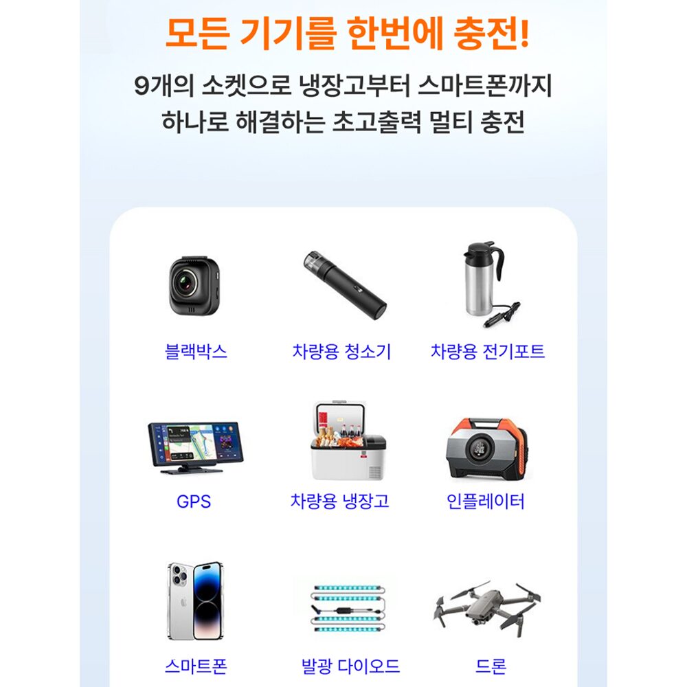 푸른빛 차량 시거잭 멀티소켓 고속충전기 시가잭 멀티포트 차량용 멀티시거잭, 3구, 1개쿠폰할인 상세 이미지 2