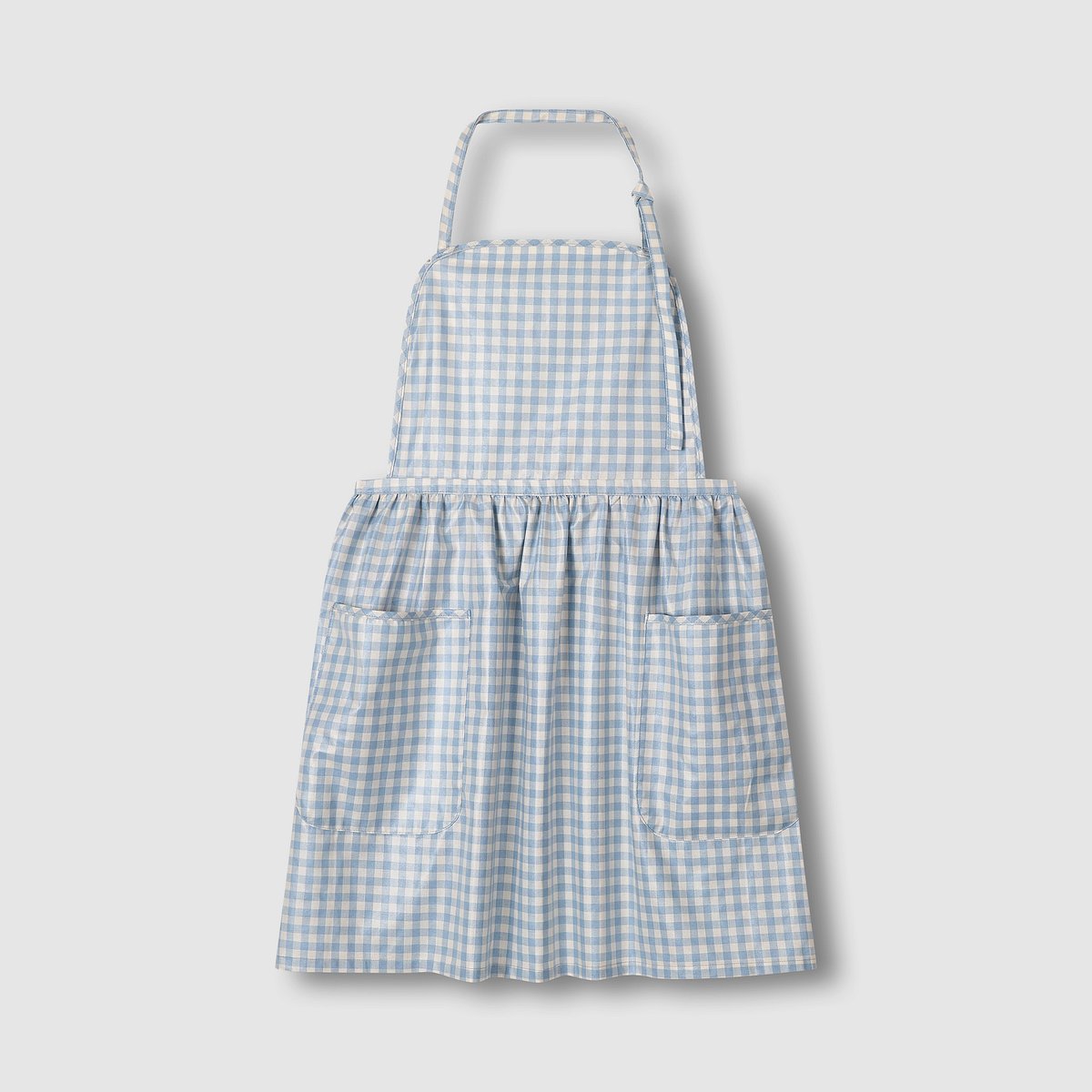 [JAJU/자주] 방수 원피스 체크 앞치마_73CM_블루, 1개, 블루 상세 이미지 2