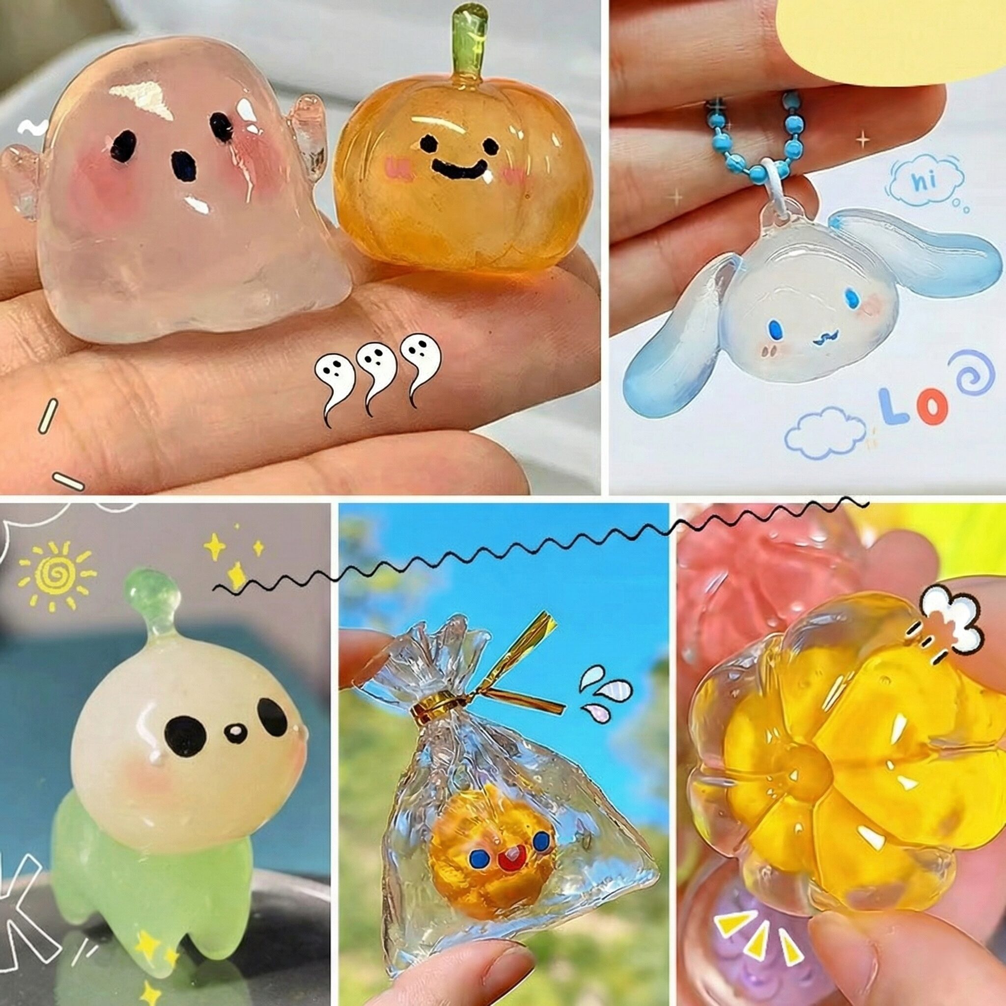 KC인증 미미무 집콕놀이 물라스틱 젤리플라 DIY 키링 만들기 키트, 1개, 퓨어화이트 100g+미니 아크릴 물감 12색할인 상세 이미지 1