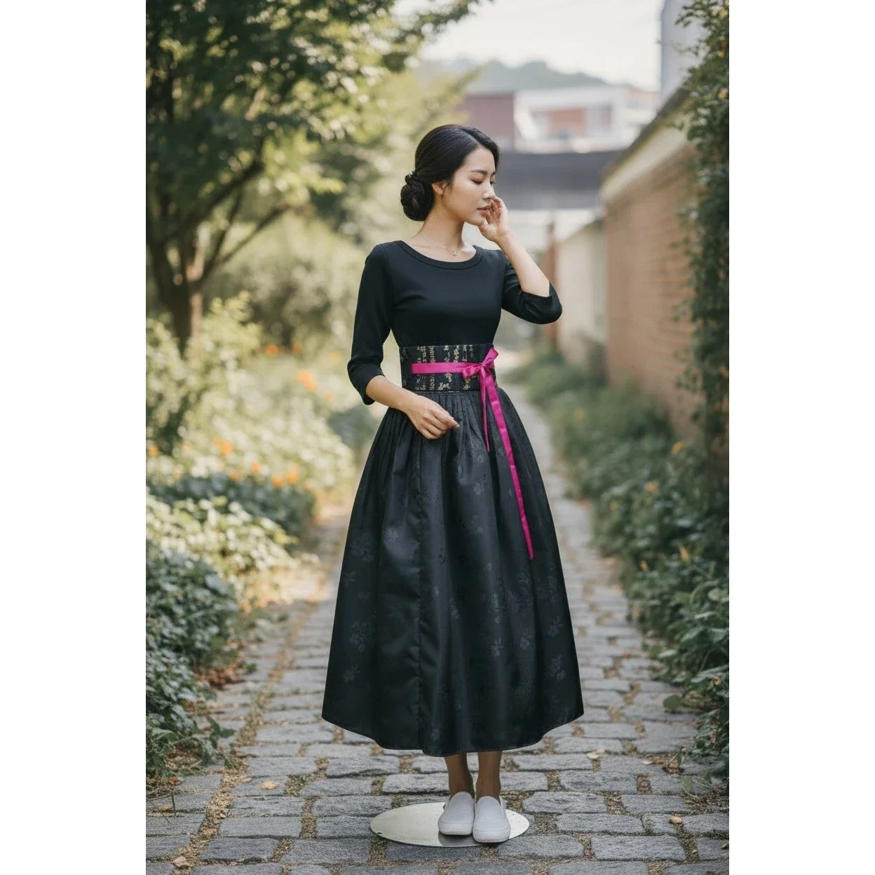 블랙양단 허리치마 상세 이미지 1