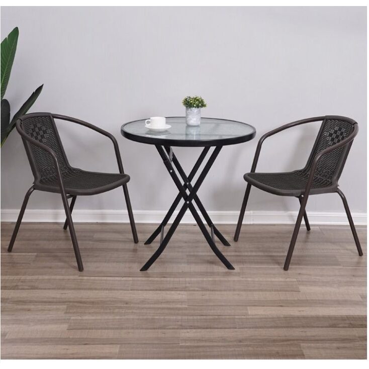 트랑떼 야외 의자 라탄 정원 베란다 커피숍 테라스 카페 의자, 1개, 브라운플라스틱라탄의자 상세 이미지 1