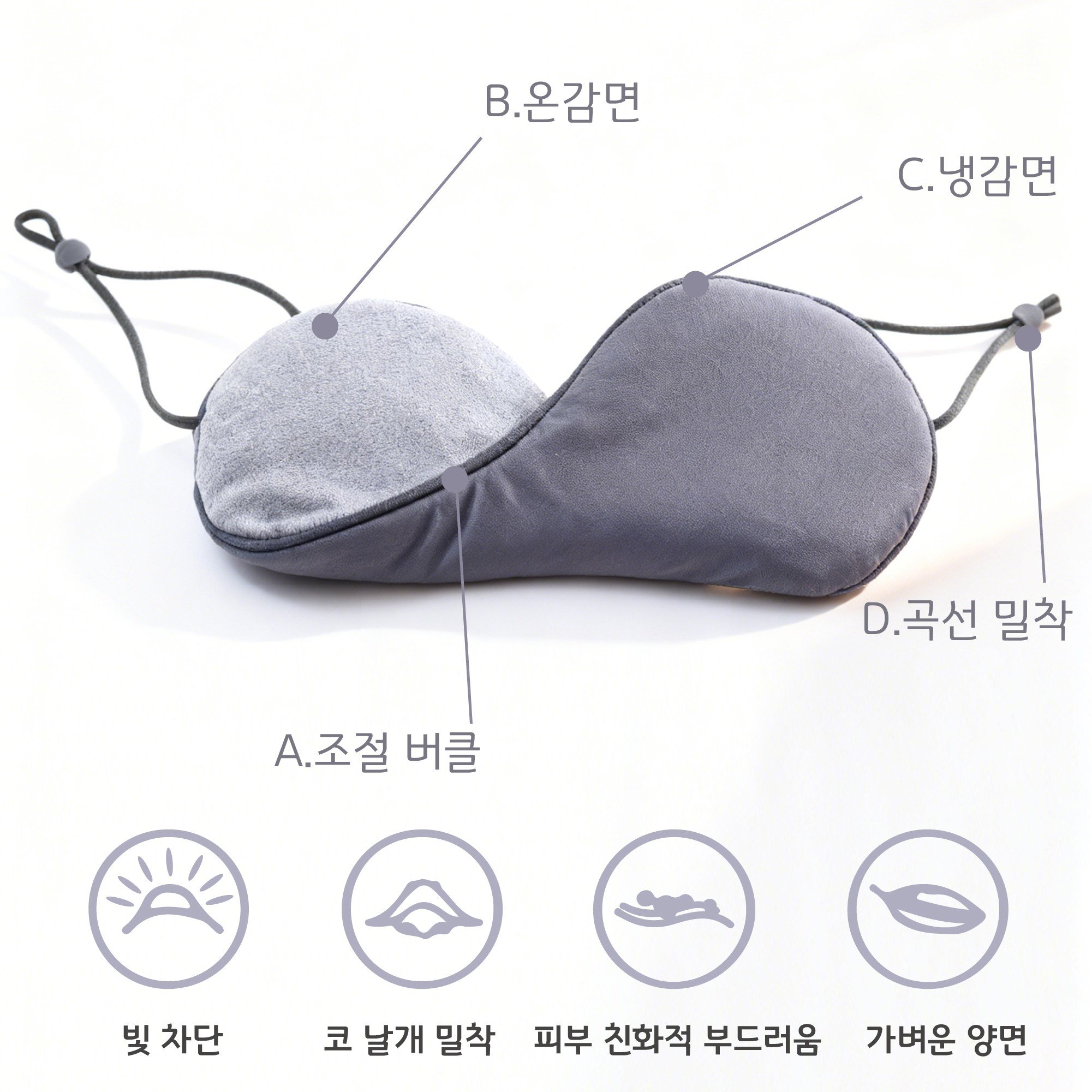FASEN 목베개 양면안대 세트 여행용 기내용 차량용 쿠션배게 휴대용 지지력 굿 쿠션 통기 메모리폼 목쿠션 암막 수면안대할인 상세 이미지 1
