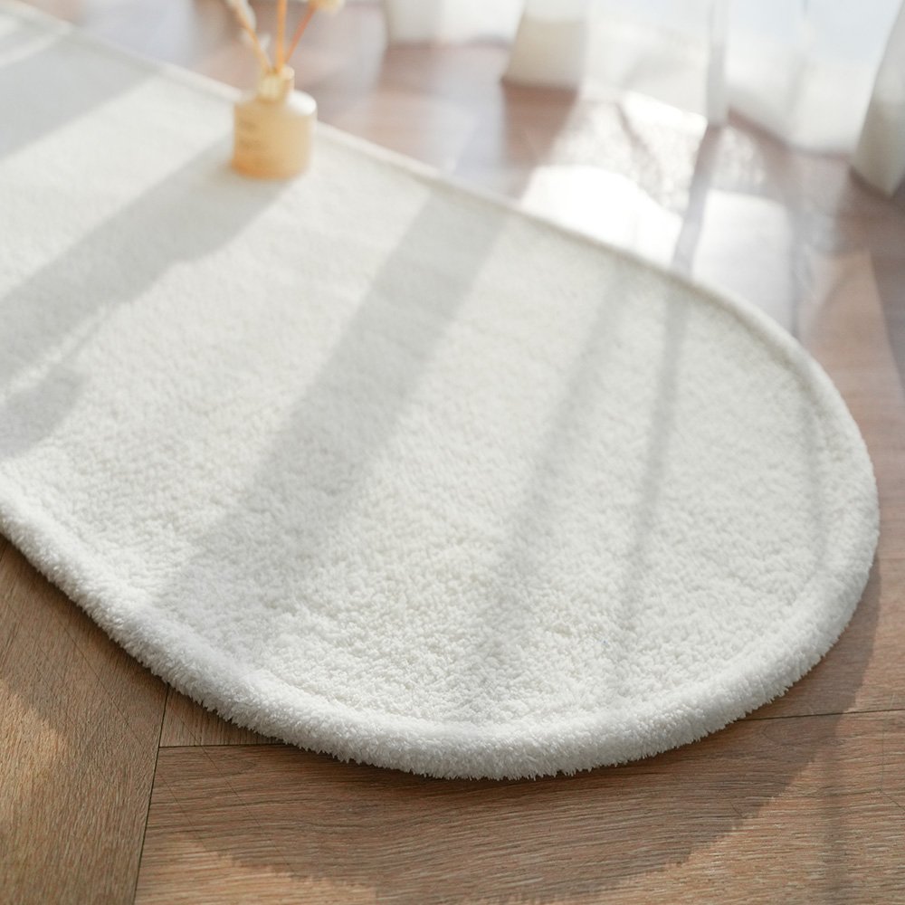 (국산)빨아쓰는 두툼한 주방 발매트 침대 미니러그 고래 구름 4셰입 50cm X 120cm, 베이지, 3.타원 50 x 120 cm 상세 이미지 1